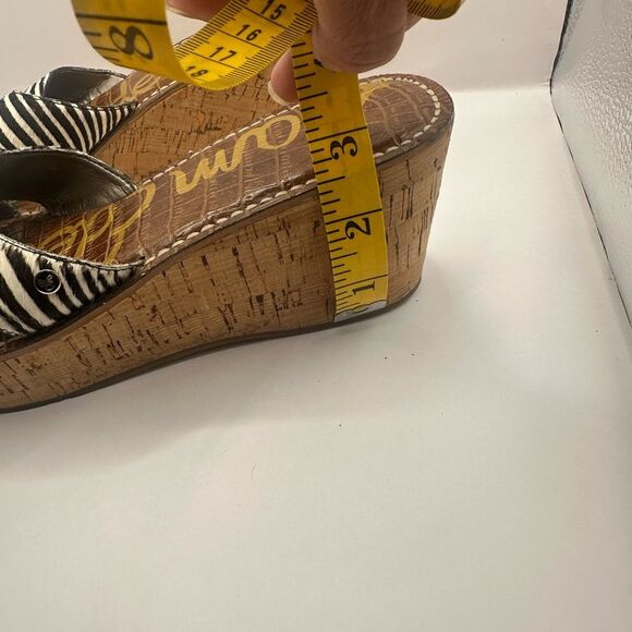 Sam Edelman Reid calf hair zebra print slide wedge sandals Size 8 - Picture 7 of 7